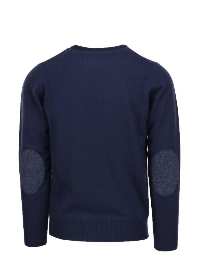 Maglione In Lana Blu Con Toppe